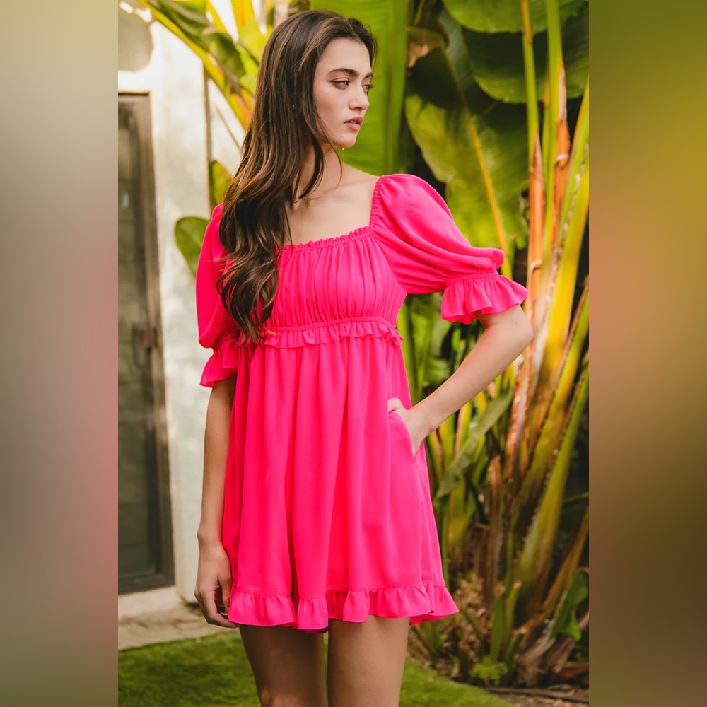 BiBi Pink Ruched Ruffled Mini Shorts